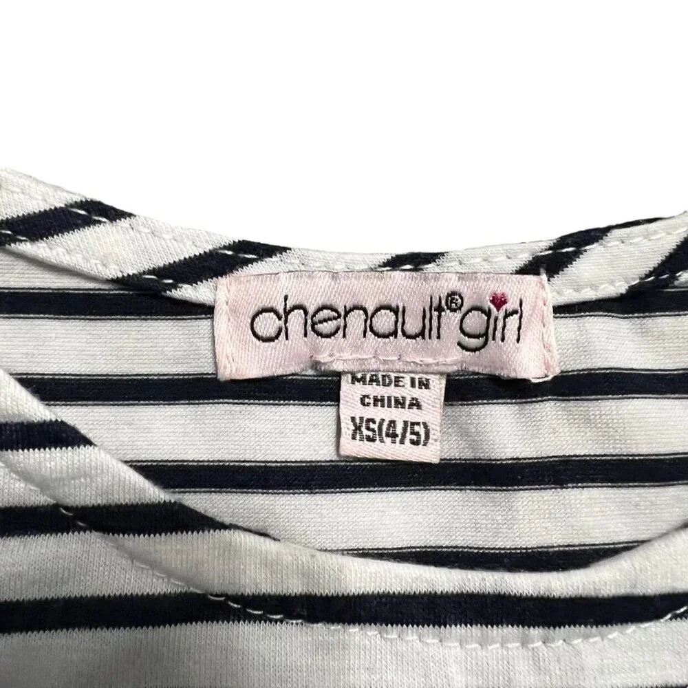 Chenault Girl 4/5Y Striped Flip Sequins Heart Tulle Dress